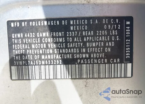 2013 Volkswagen Jetta Sportwagen 2.0L Tdi from USA, damaged, VIN 3VWPL7AJ5DM633292